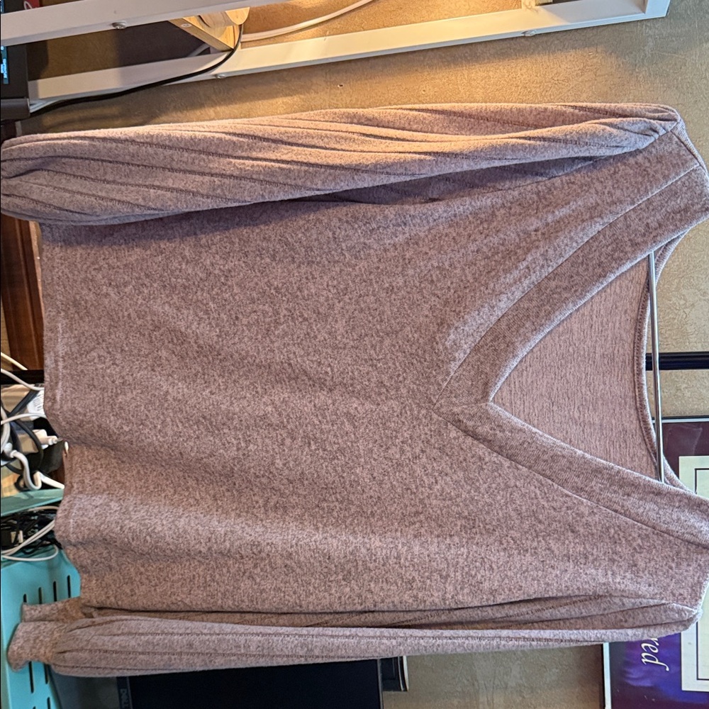 SHEIN Brown V-Neck Sweatshirt